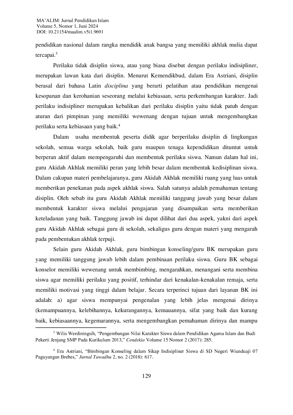 JURIS Sinergitas Guru dalam Mengatasi Perilaku Indisipliner Siswa di MAN 1 Ponorogo