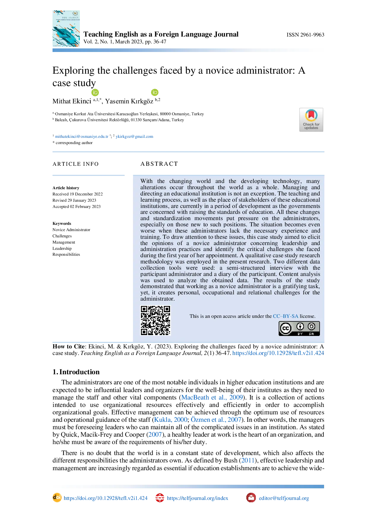 JURIS Exploring the challenges faced by a novice administrator A case study