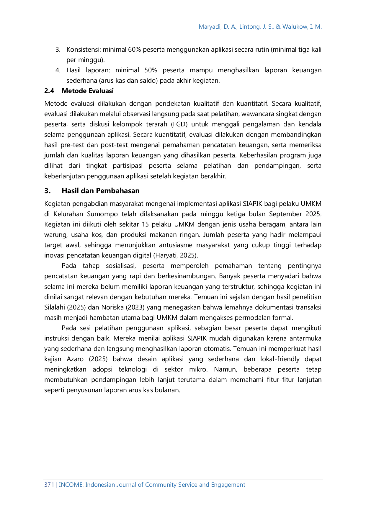 JURIS Implementasi Sistem Keuangan Digital Untuk UMKM Dan Koperasi Di Kelurahan Sumompo Kecamatan Tuminting