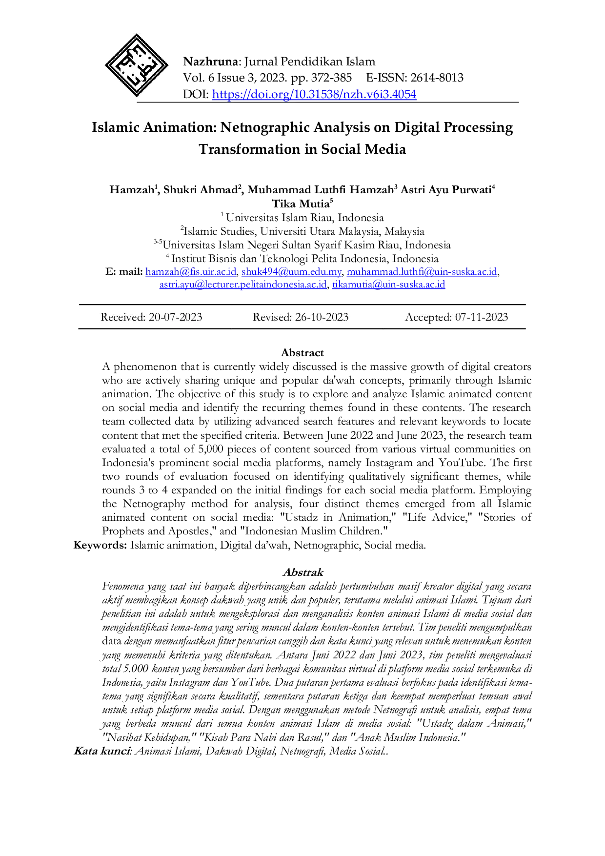 JURIS Islamic Animation Netnographic Analysis on Digital Processing Transformation in Social Media