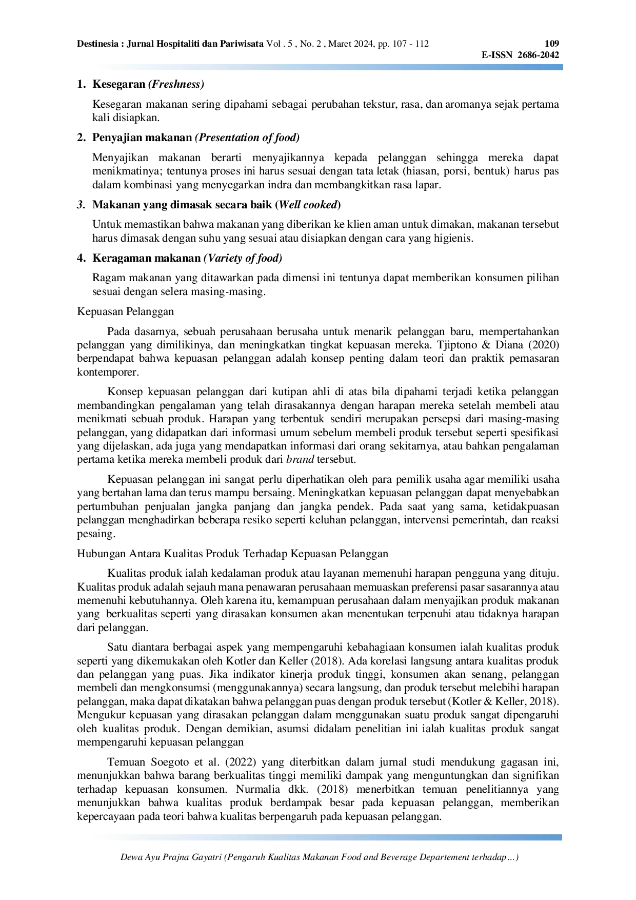 JURIS Pengaruh Kualitas Makanan Food and Beverage Departement terhadap Kepuasan Pelanggan di Oena Restoran Grand Orchardz Hotel Jakarta