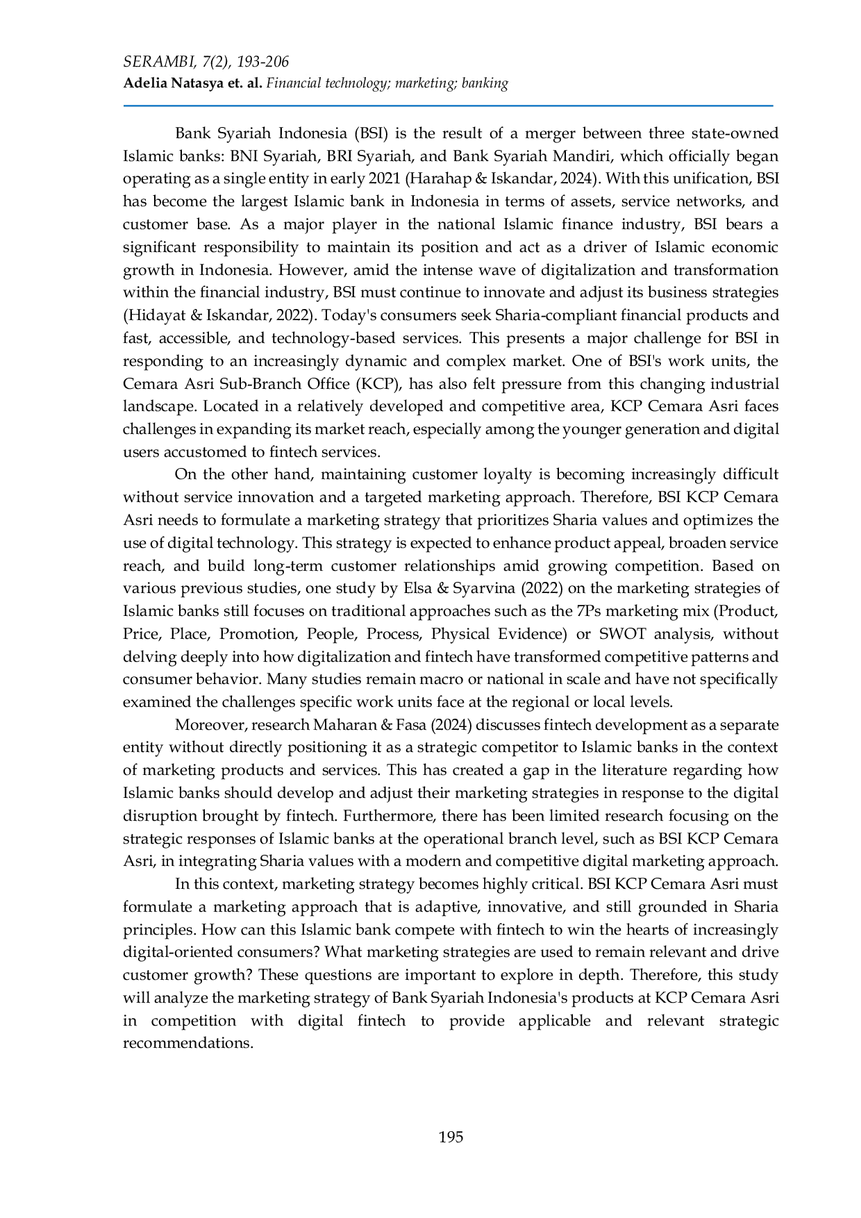 JURIS Marketing strategies for Islamic bank products amid competition with digital fintech