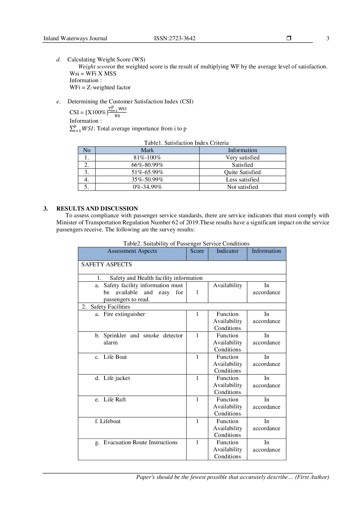 JURIS Evaluation of Passenger Service on KMP Senangin on the Kuala Tungkal Dabo Singkep Line