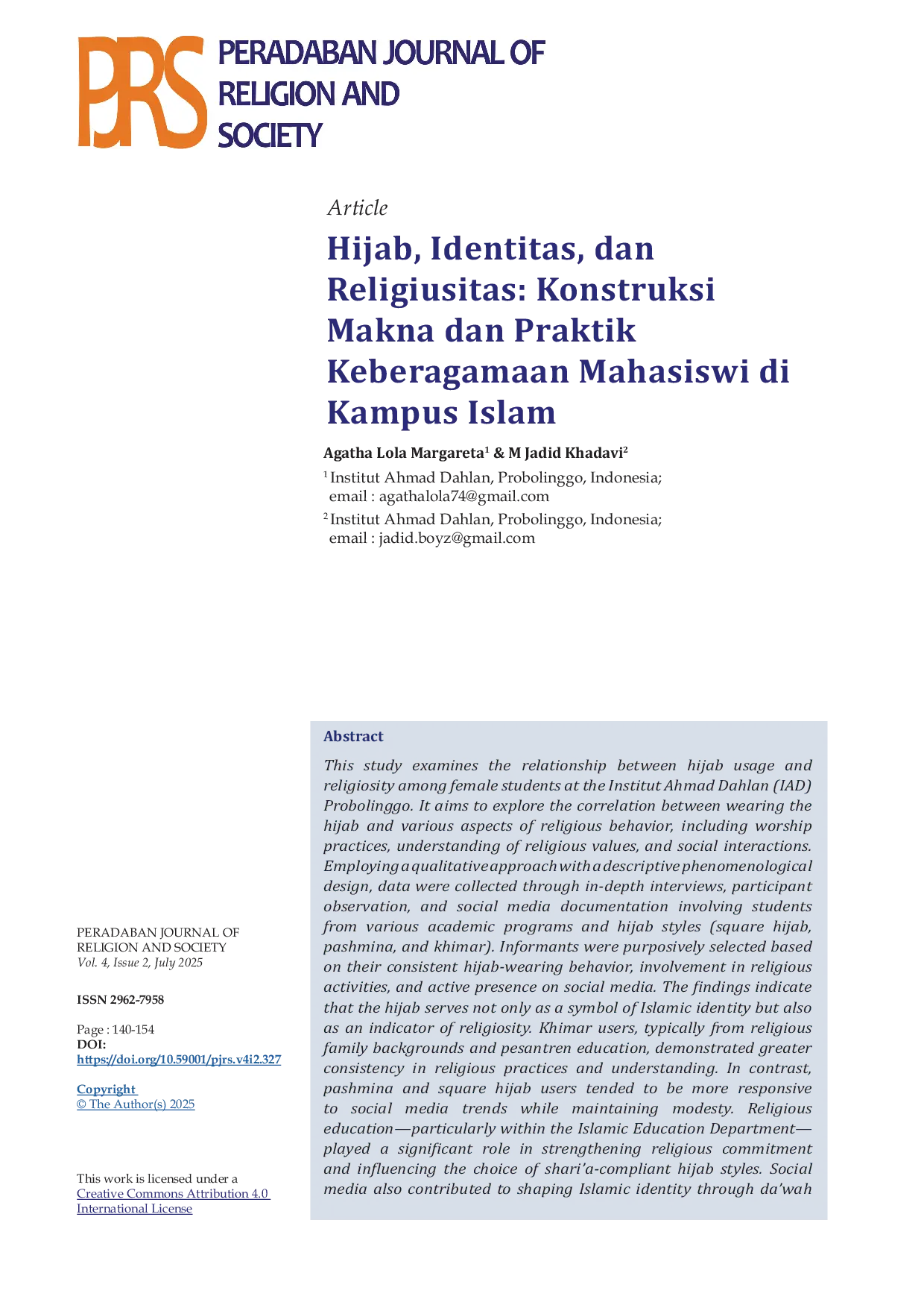 JURIS Hijab Identitas dan Religiusitas
