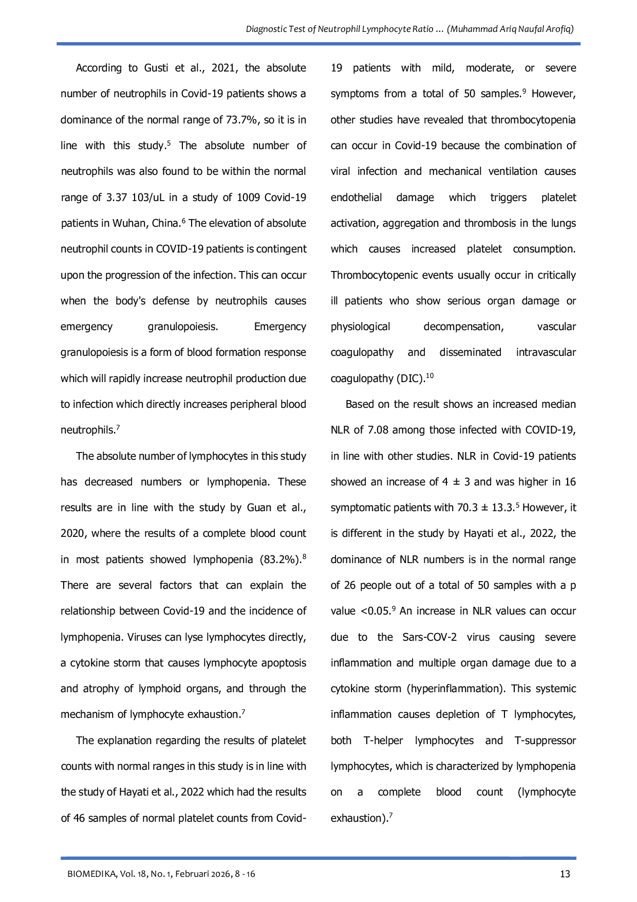 JURIS Diagnostic Test of Neutrophil Lymphocyte Ratio in Confirmed Covid 19 Positive Patient at Rsud Wonosari