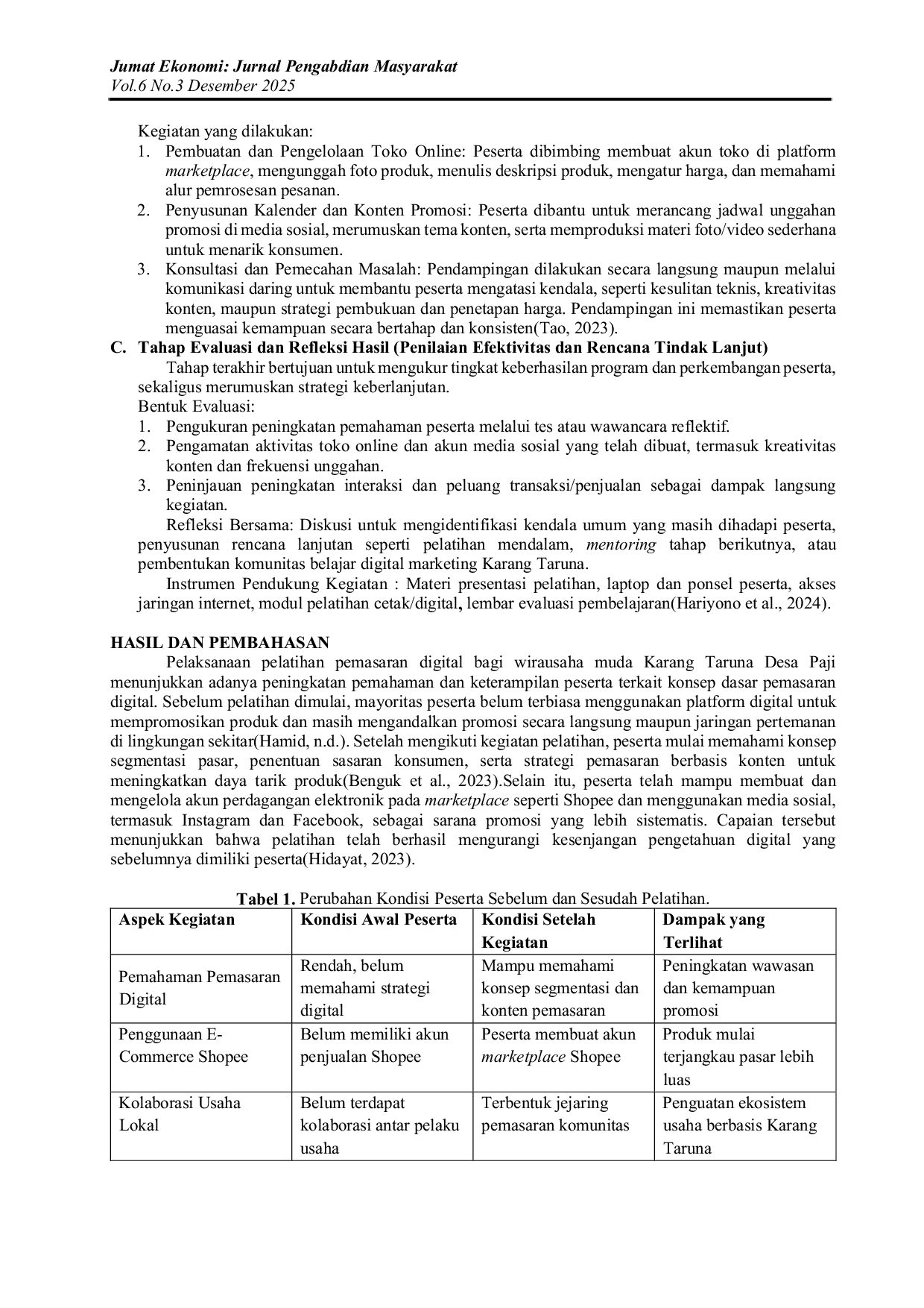 JURIS Optimalisasi Ekonomi Lokal Desa Paji Melalui Pengembangan Kompetensi Wirausaha Muda Karang Taruna dalam Pemanfaatan E Commerce dan Platform Media Sosial