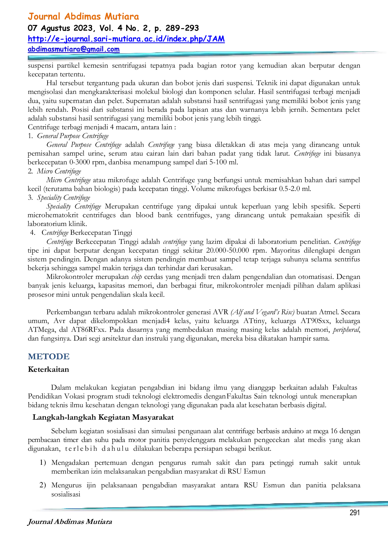 JURIS Soalisasi Dan Simulasi Centrifuge Berbasis Arduino At Mega 16 Dengan Pembacaan Timer Dan Suhu Pada Motor