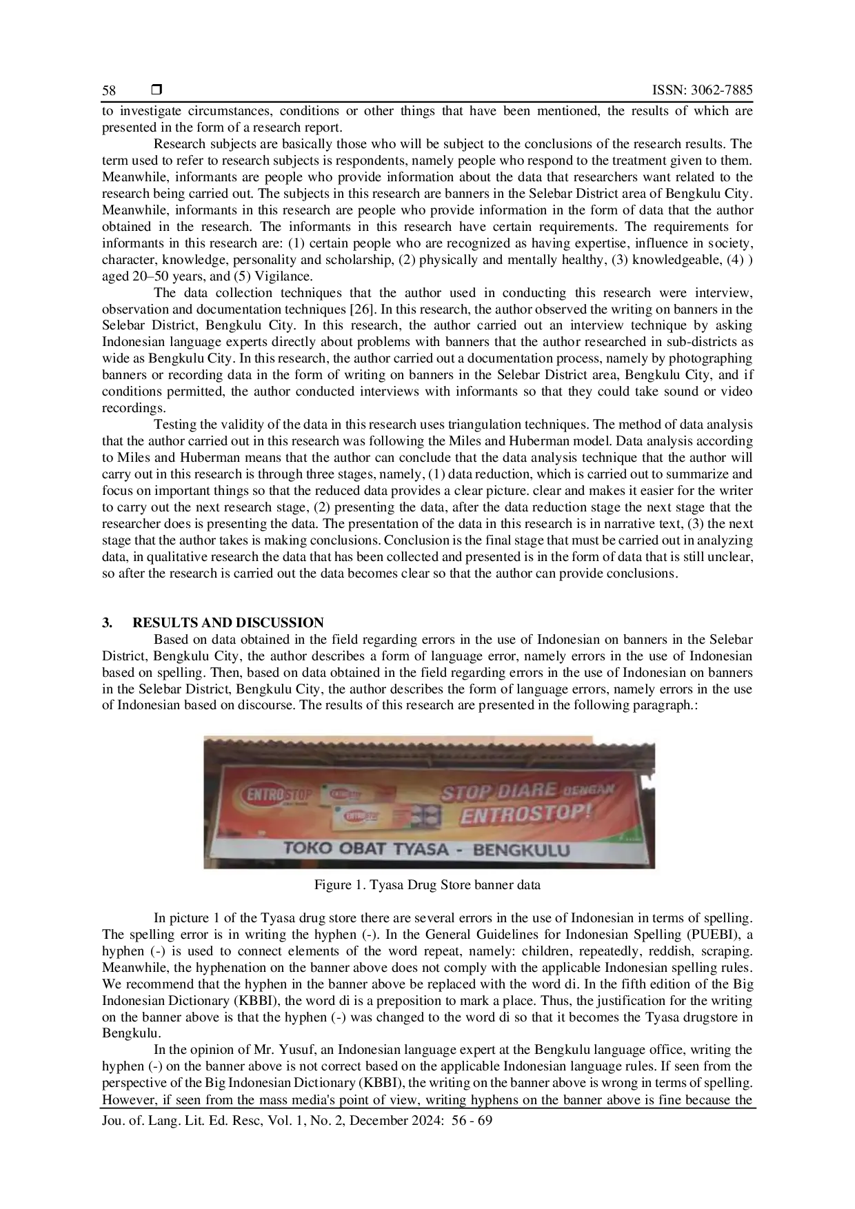 JURIS Analysis of Errors in Using Indonesian on Banners in the Selebar District of Bengkulu City