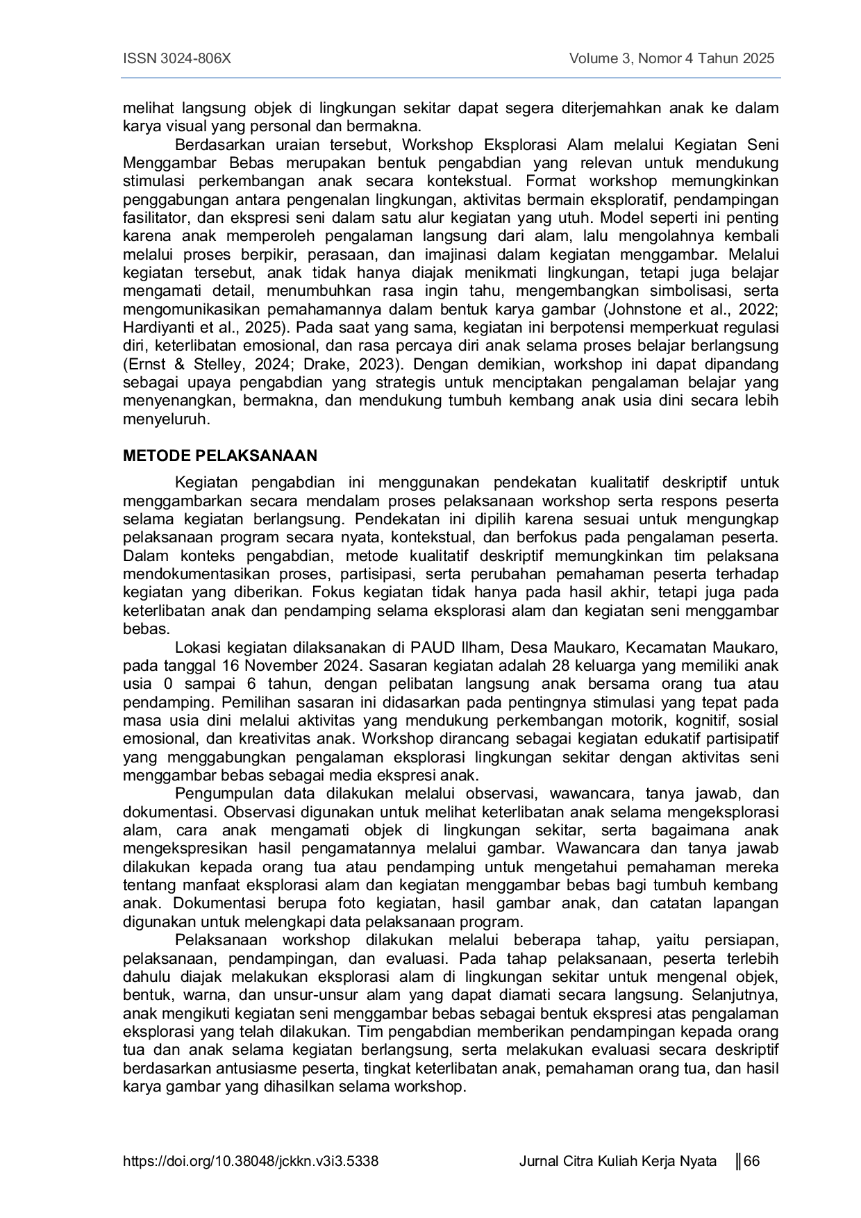 JURIS Workshop Eksplorasi Alam Melalui Kegiatan Seni Menggambar Bebas