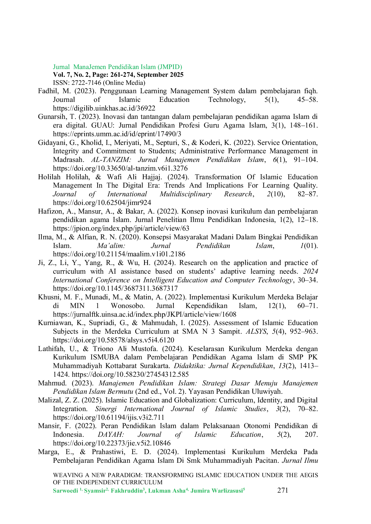 JURIS Weaving A New Paradigm Transforming Islamic Education Under The Aegis Of The Independent Curriculum