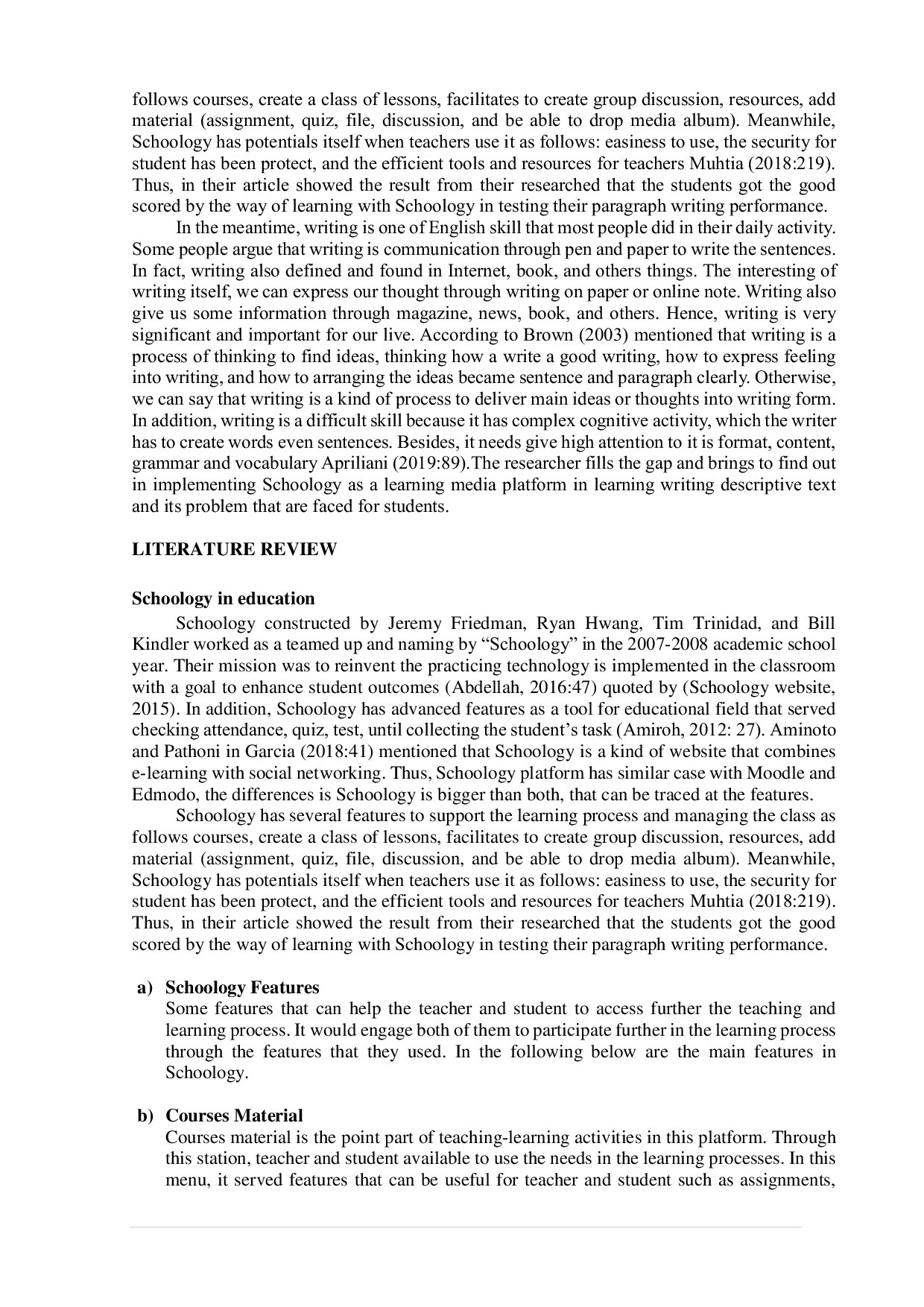 JURIS Penggunaan Schoology dalam Learning Management System LMS dalam pembelajaran instruksi menulis