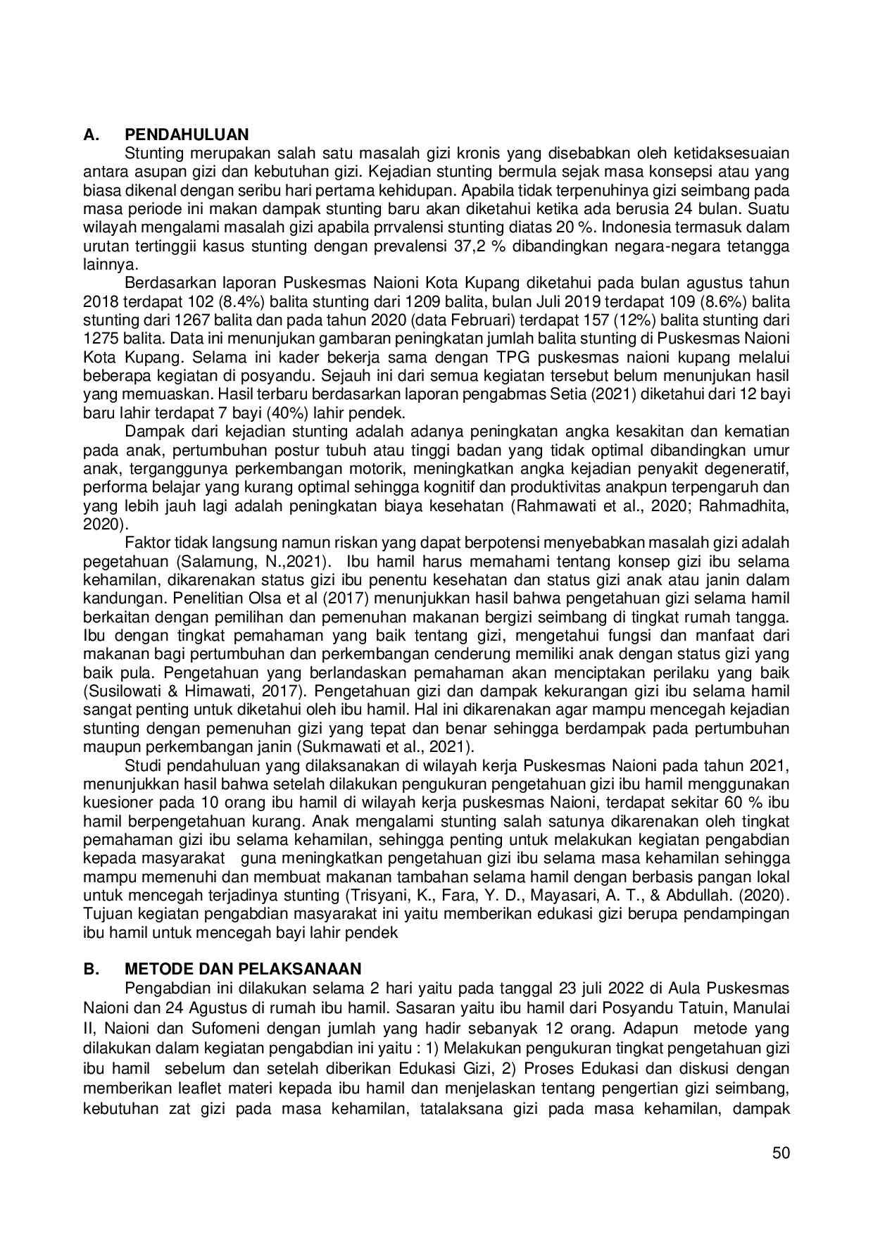 juris Edukasi Penerapan Gizi Seimbang Masa Kehamilan Berbasis Pangan Lokal Sebagai Pencegahan Stunting