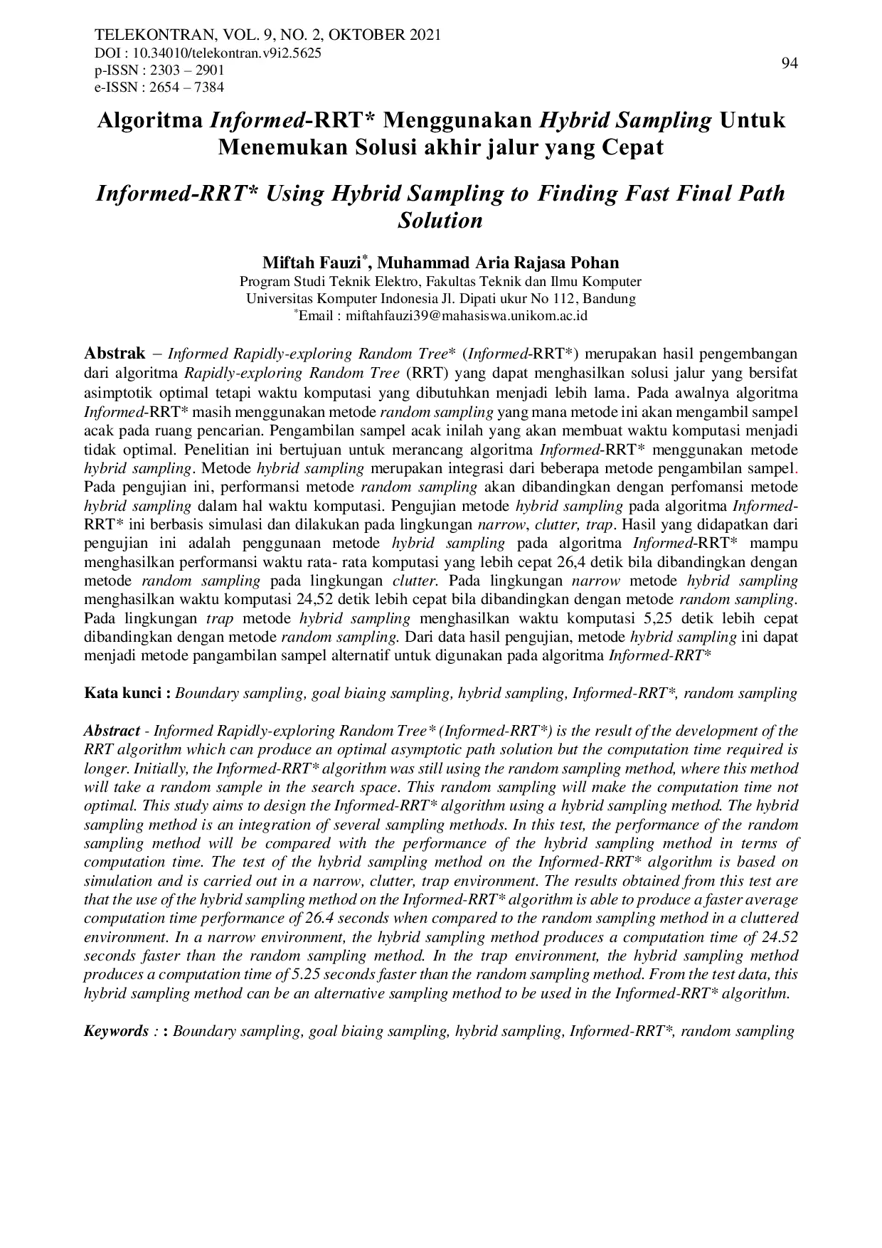 JURIS Informed RRT Using Hybrid Sampling to Finding Fast Final Path Solution