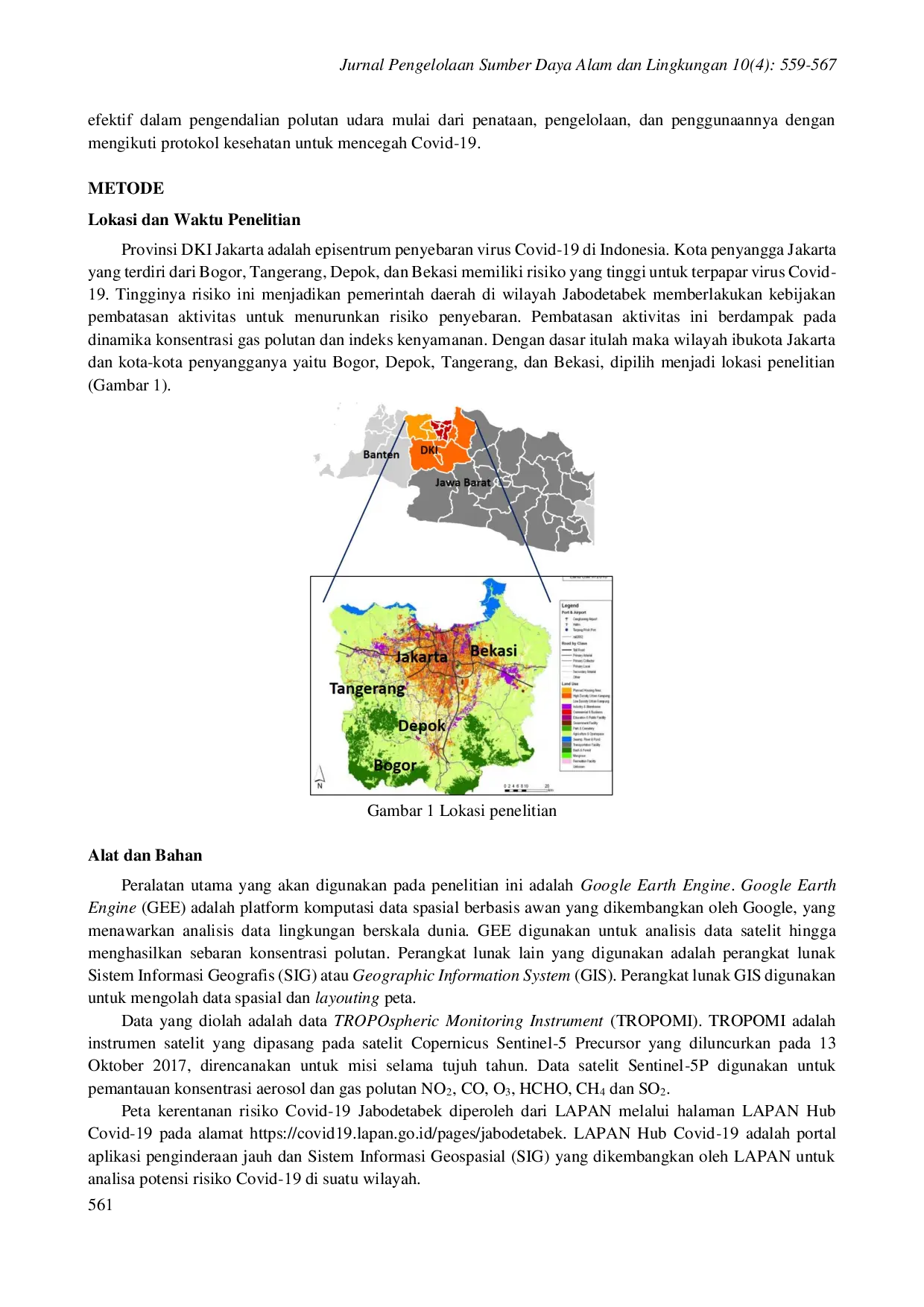 juris Pengaruh Pola Pemanfaatan Ruang Terbuka Hijau Terhadap Dinamika Perubahan Kualitas Udara Akibat Pandemi Covid 19 Di Wilayah Jabodetabek