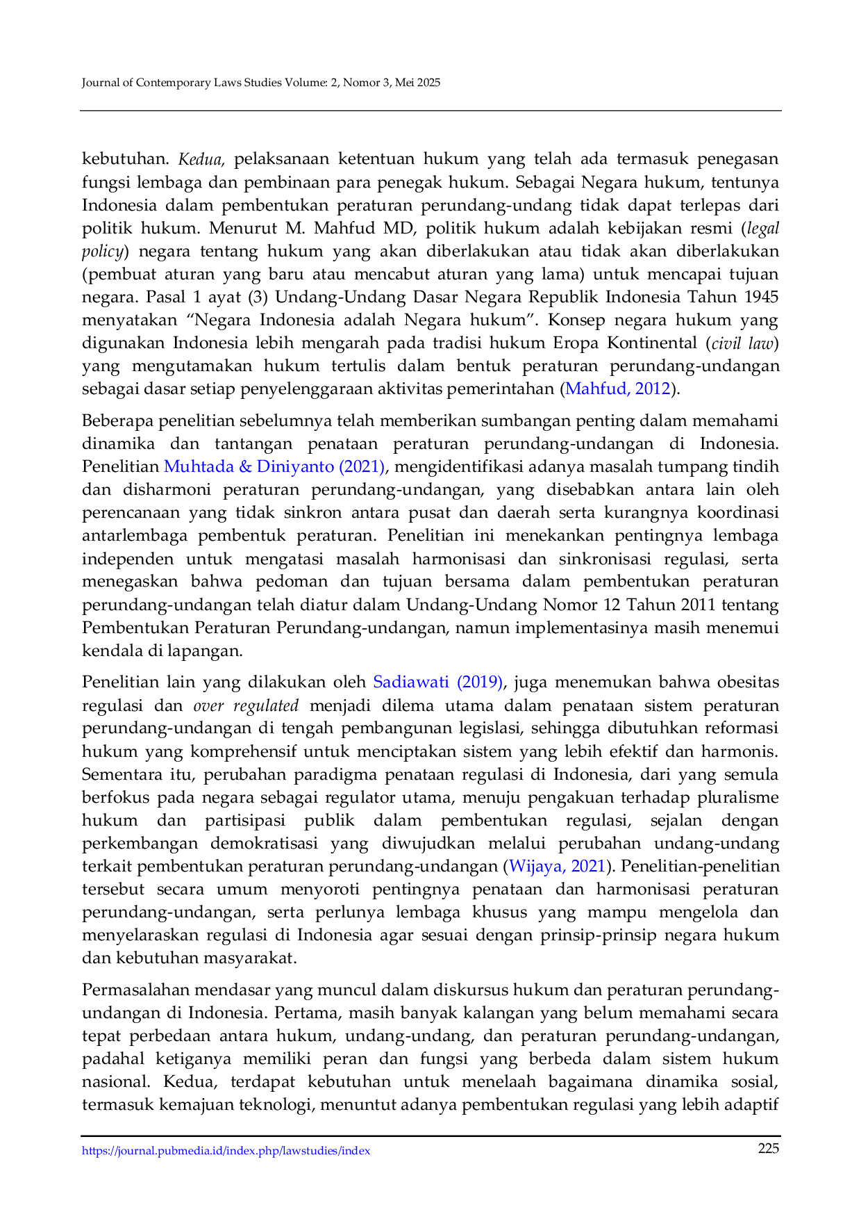 JURIS Mewujudkan Sistem Hukum Nasional yang Adil dan Efektif Urgensi Penataan Regulasi dalam Perspektif Politik Hukum di Indonesia