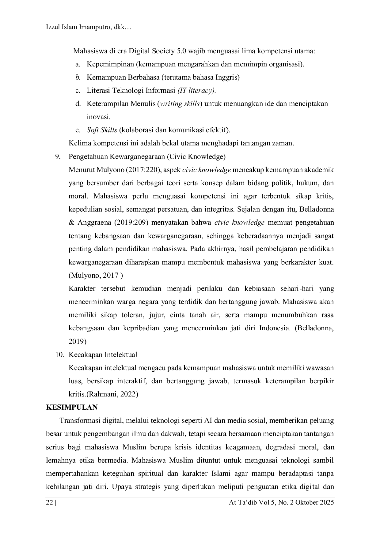 JURIS Tantangan mahasiswa muslim PTKIN dalam menjaga identitas keislaman di era society 5 0