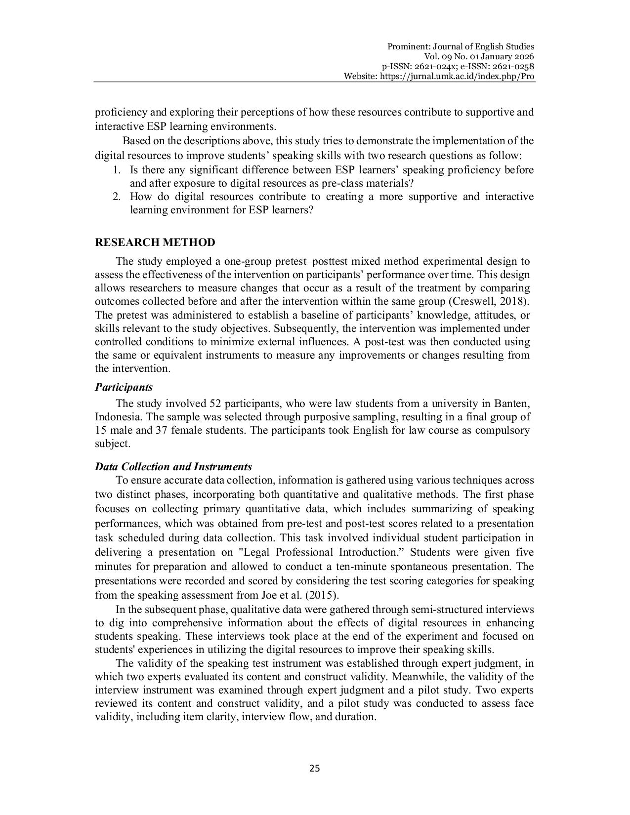 JURIS Technology Enhanced ESP Instruction Improving Law Students Speaking Skills Through Digital Resources