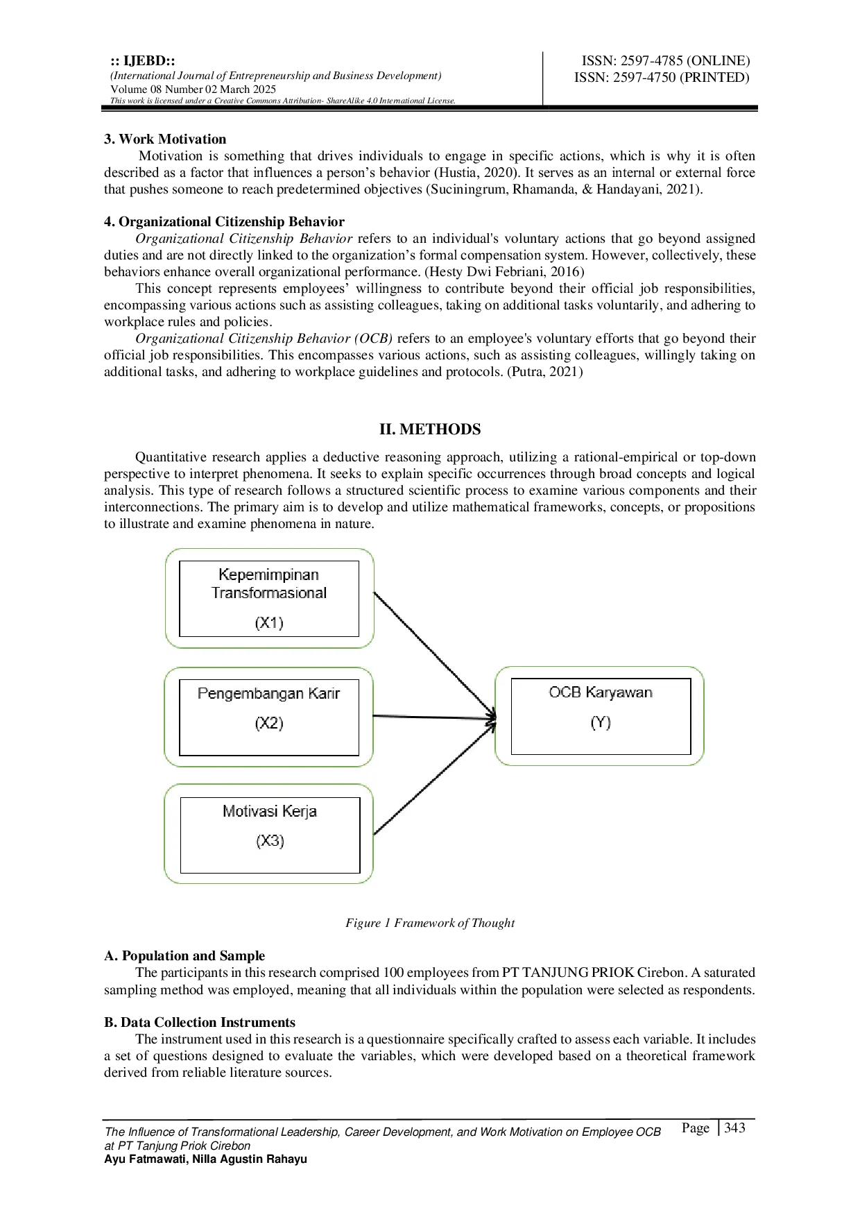 JURIS The The Influence of Transformational Leadership Career Development and Work Motivation on Employee OCB at PT Tanjung Priok Cirebon