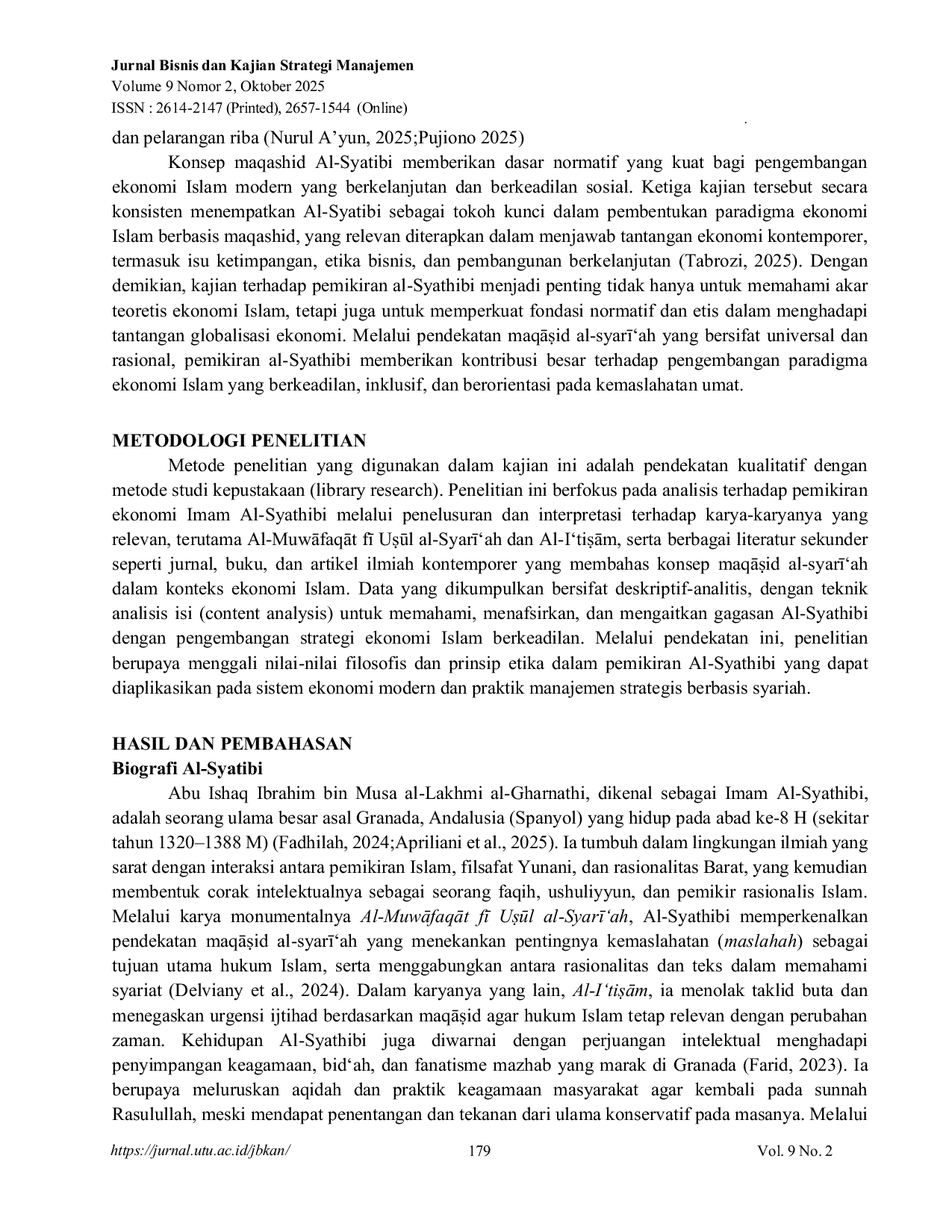 JURIS Integration of Imam Al Syathibi s MaqAid al Syar ah Concept in the Development of a Fair Islamic Economic Strategy