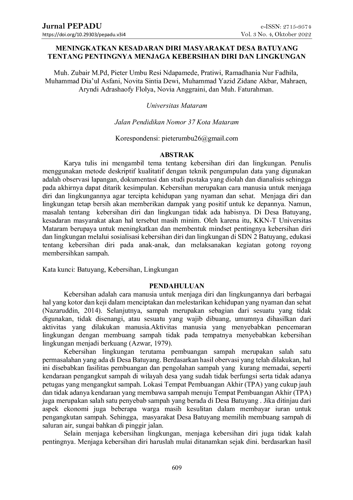 JURIS Meningkatkan Kesadaran Masyarakat Desa Batuyang Tentang Pentingnya Menjaga Kebersihan Diri dan Lingkungan