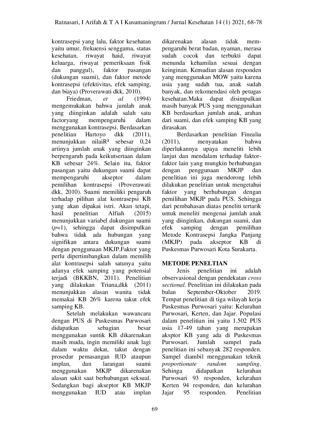 JURIS Faktor Faktor Yang Berhubungan Dengan Pemilihan Metode Kontrasepsi Jangka Panjang MKJP Pada Akseptor KB Di Puskesmas Purwosarikota Surakarta