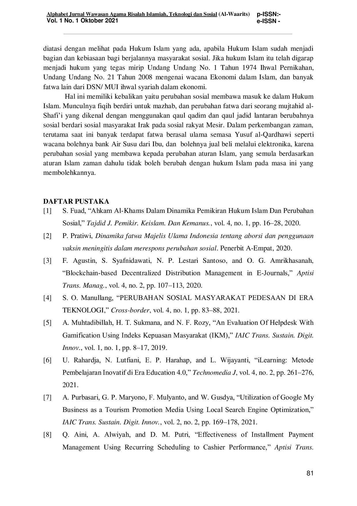 JURIS Transformasi Hukum Islam dan Dampak Sosial bagi Generasi Z