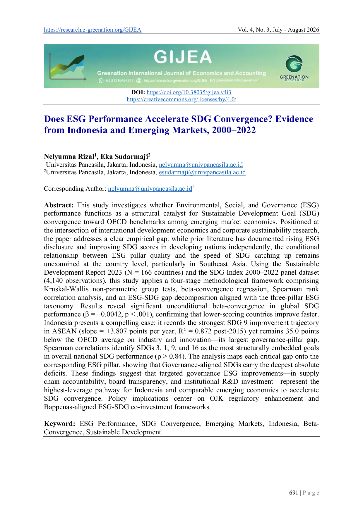JURIS Does ESG Performance Accelerate SDG Convergence Evidence from Indonesia and Emerging Markets 2000 2022