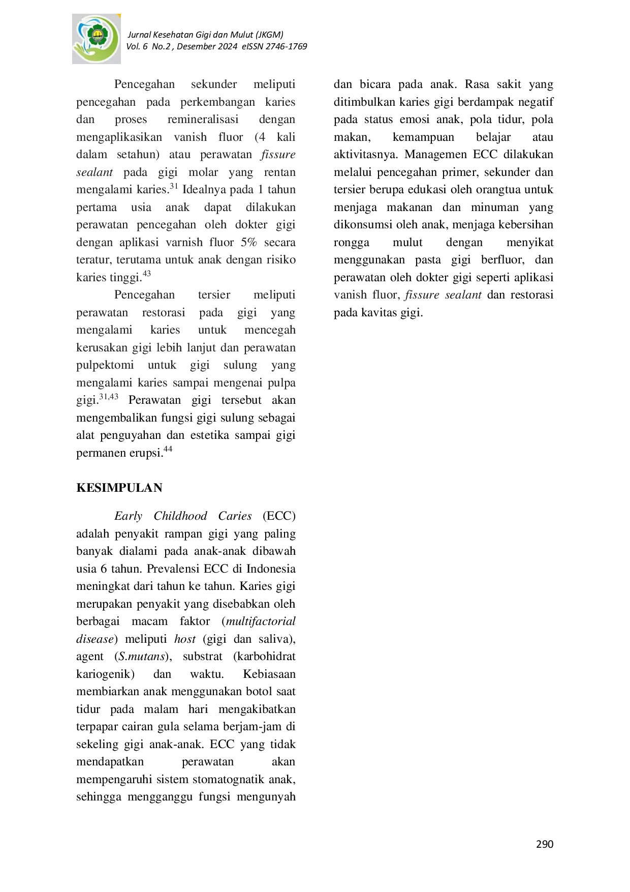 JURIS Early Childhood Caries Tinjauan Pustaka