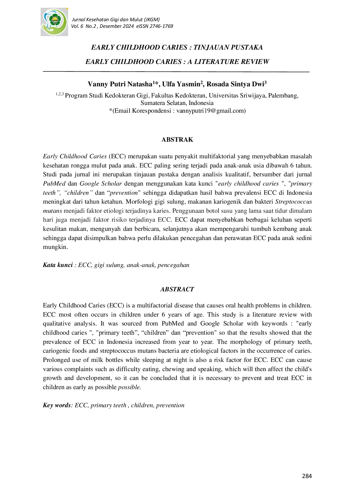 JURIS Early Childhood Caries Tinjauan Pustaka