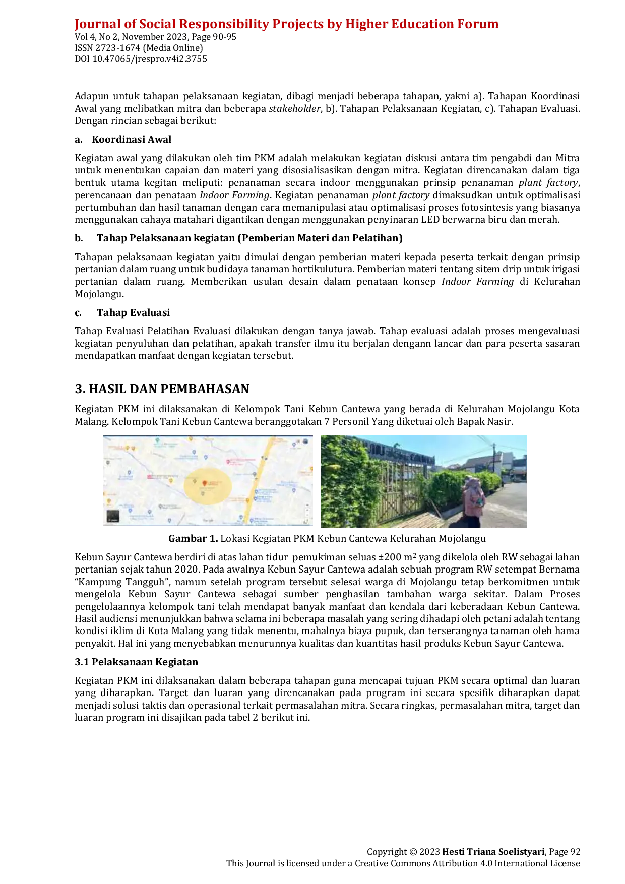 JURIS Implementasi Konsep Indoor Farming di Lingkungan Pertanian Perkotaan Kelurahan Mojolangu Kota Malang