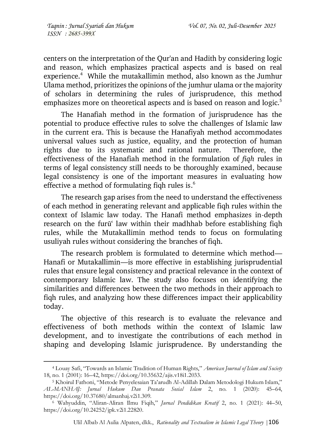 JURIS Rationality and Textualism in Islamic Legal Theory A Comparative Study of Hanafi and Mutakallimin Methodologies