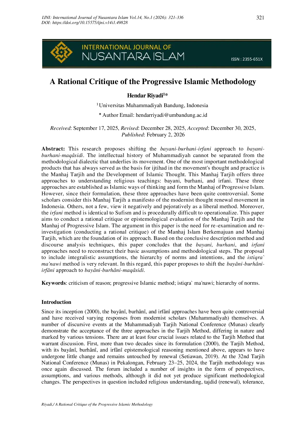 JURIS A Rational Critique of the Progressive Islamic Methodology