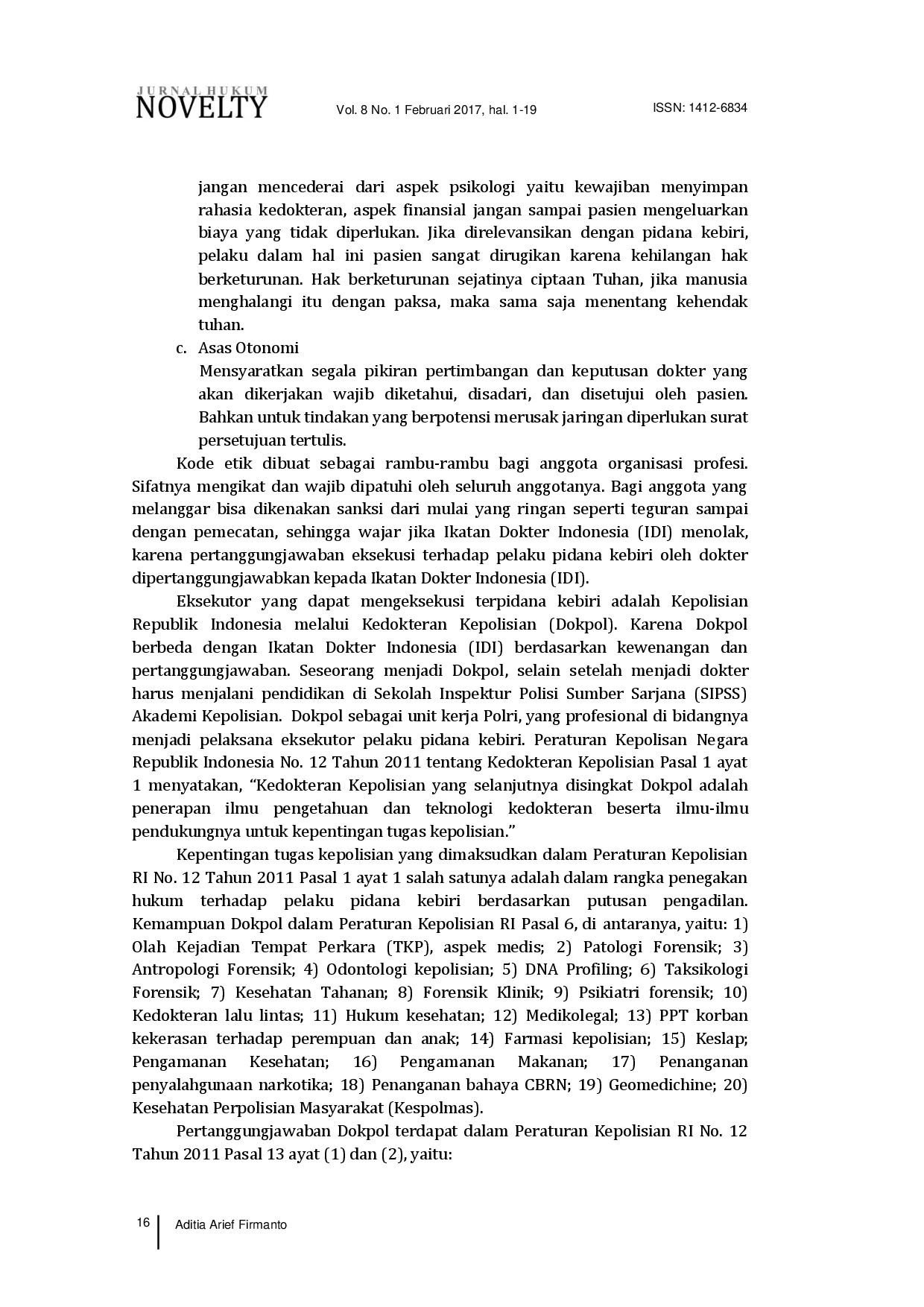 juris Kedudukan Pidana Kebiri Dalam Sistem Pemidanaan di Indonesia Pasca Dikeluarkannya PERPPU No 1 Tahun 2016