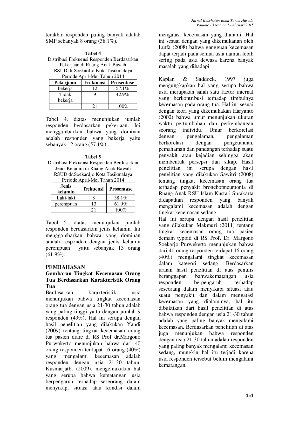 JURIS GAMBARAN TINGKAT KECEMASAN ORANGTUA TERHADAP HOSPITALISASI ANAK DENGAN KEJANG DEMAM DI RUANG ANAK BAWAH RSUD dr SOEKARDJO KOTA TASIKMALAYA