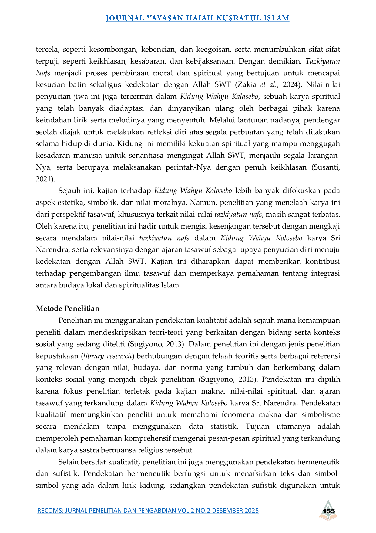 JURIS Konsep Tazkiyatun Nafs Dalam Kidung Wahyu Kolosebo