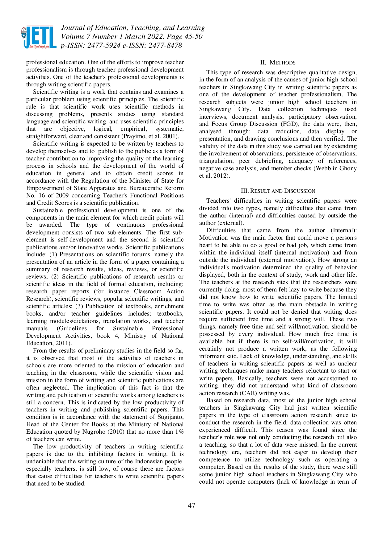 juris Teacher Professional Development In Scientific Writing