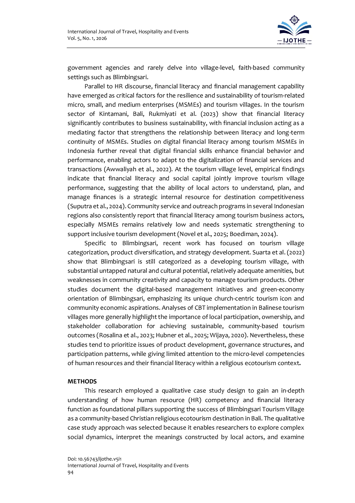 JURIS HR Competency and Financial Literacy Supporting Success as Christian Community Based Religious Ecotourism Blimbingsari Destination Village