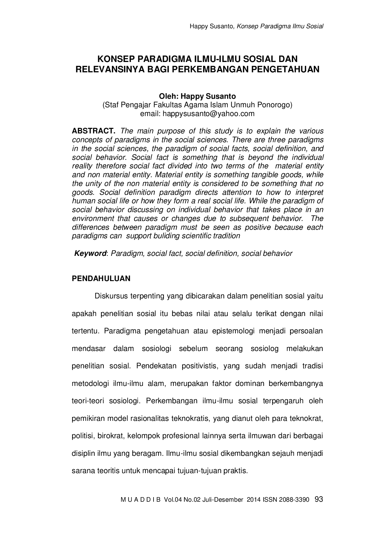 JURIS Konsep Paradigma Ilmu Ilmu Sosial dan Relevansinya Bagi Perkembangan Pengetahuan