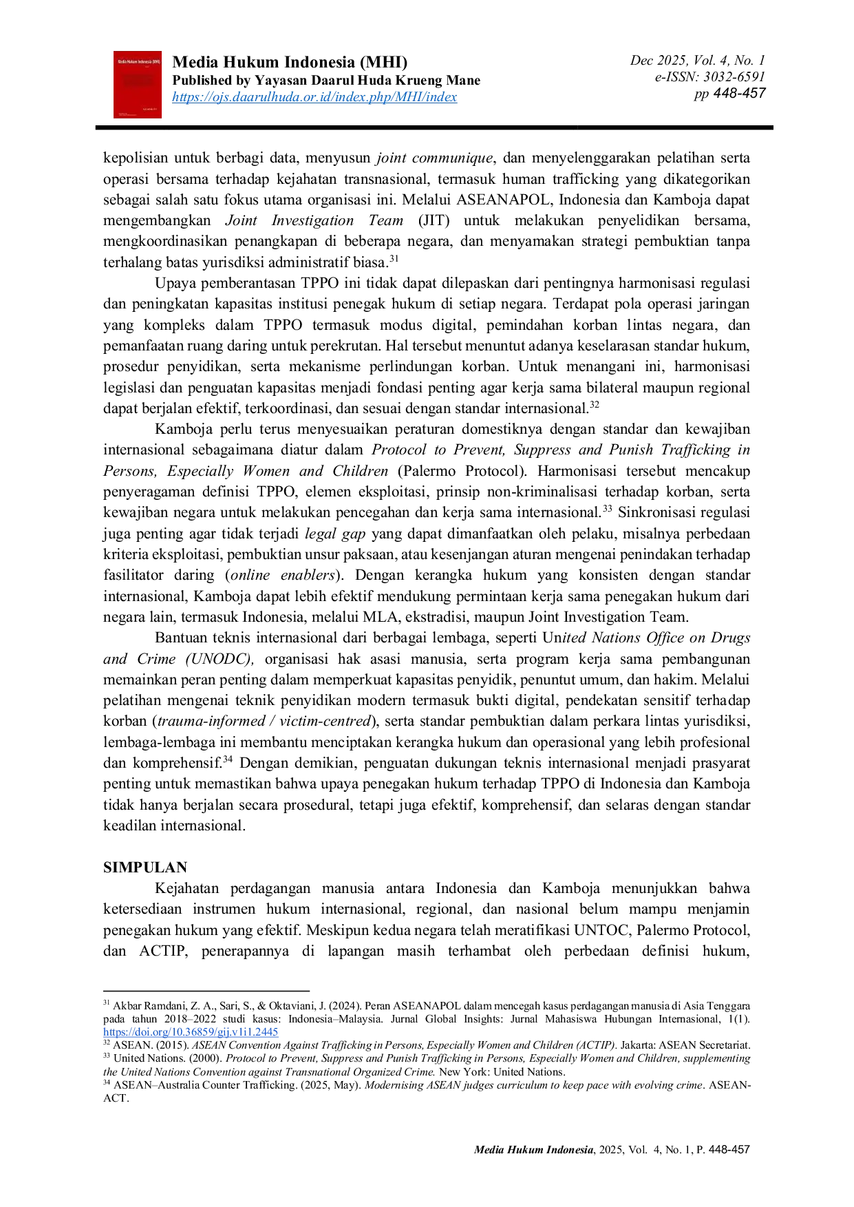 JURIS Analisis Yuridis Keterbatasan Penegakan Hukum Terhadap Kejahatan Perdagangan Manusia Transnasional Studi Kasus Human Traffic di Kamboja