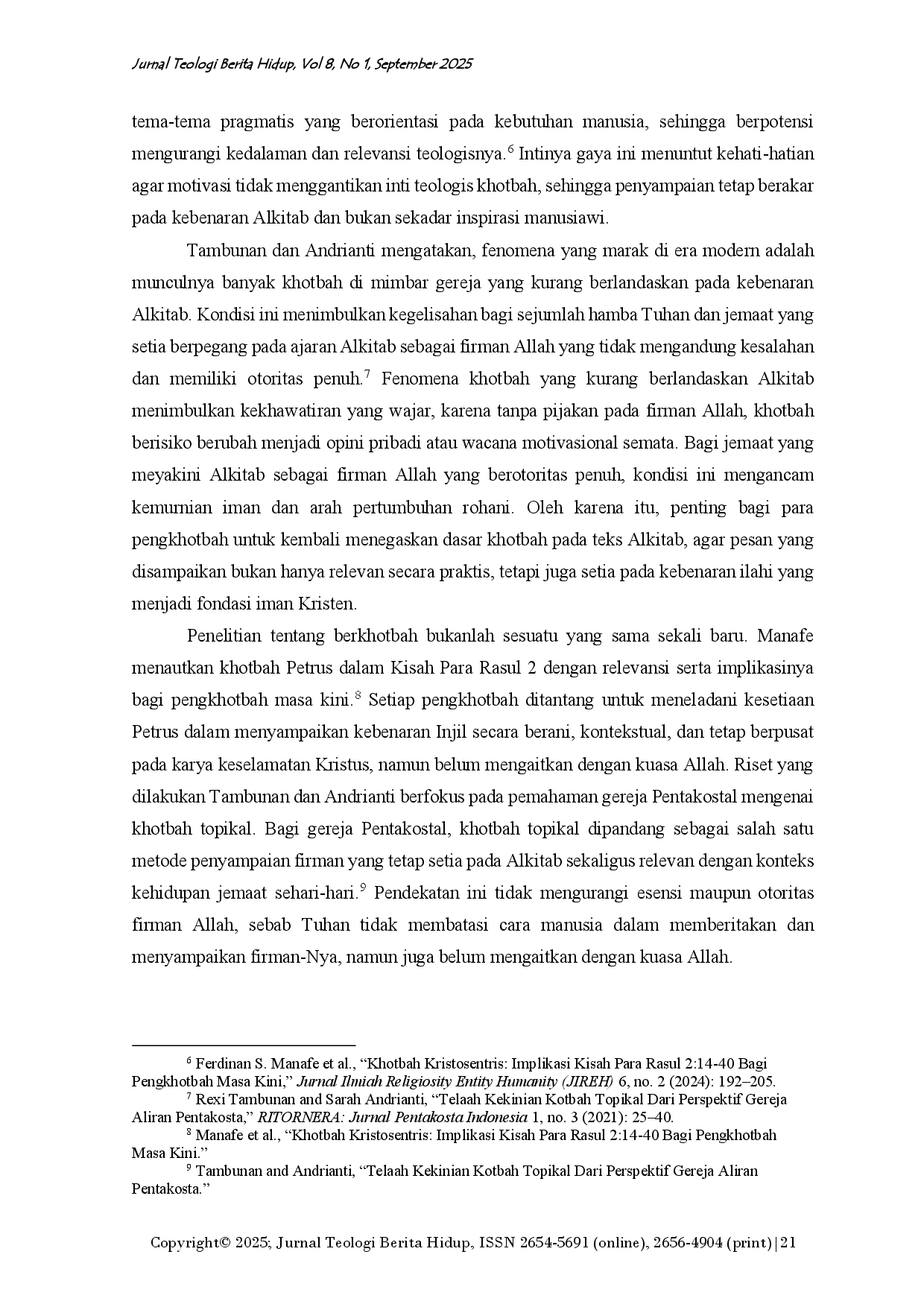 JURIS Berkhotbah dengan Kuasa Pembacaan Matius 5 7 dari Perspektif Pentakostal