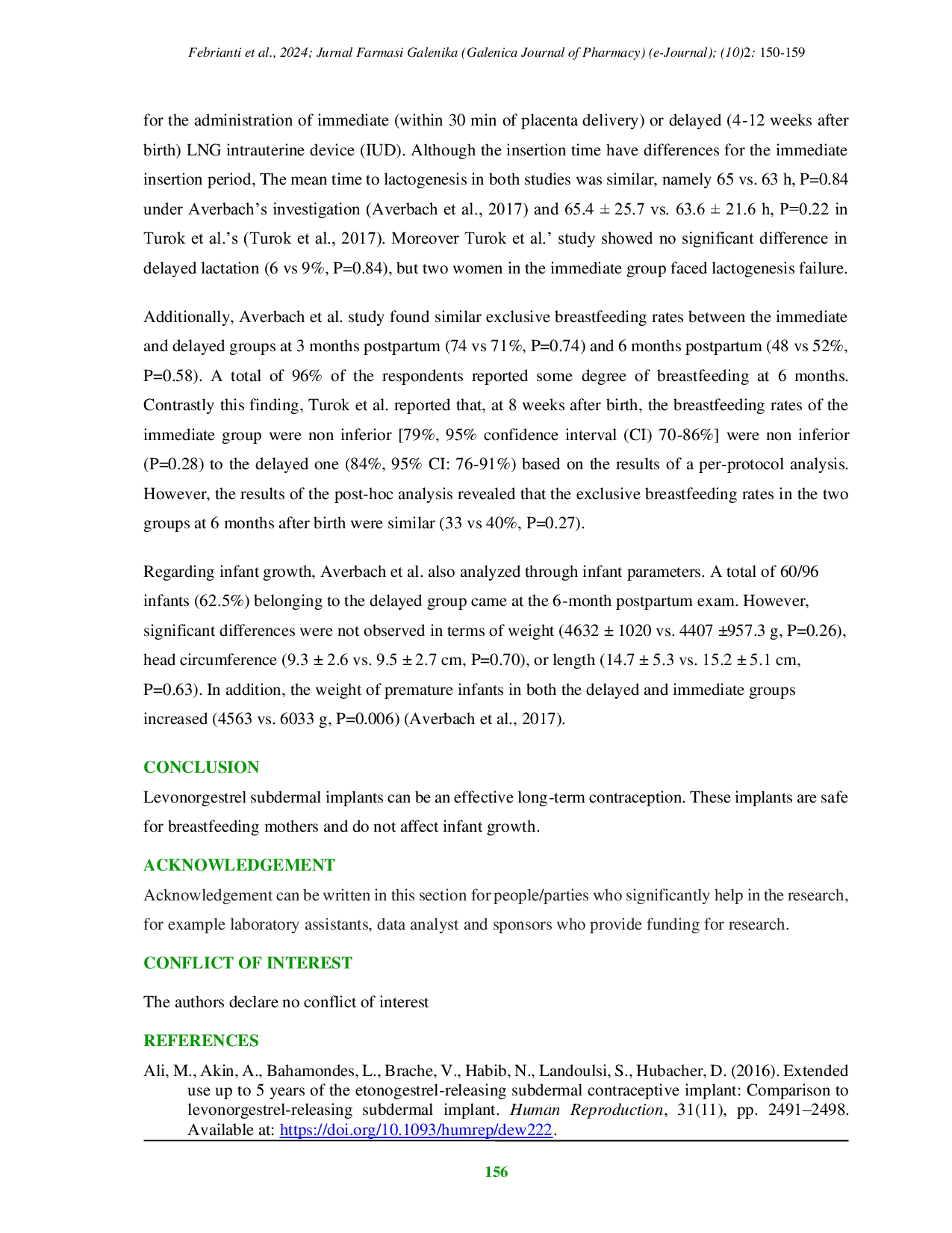 JURIS Effect of Levonorgestrel Implant on Lactation and Infant Growth A Review