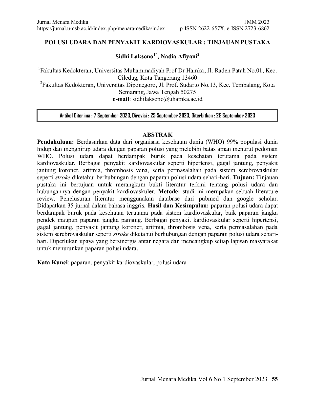 JURIS Polusi Udara Dan Penyakit Kardiovaskular Tinjauan Pustaka