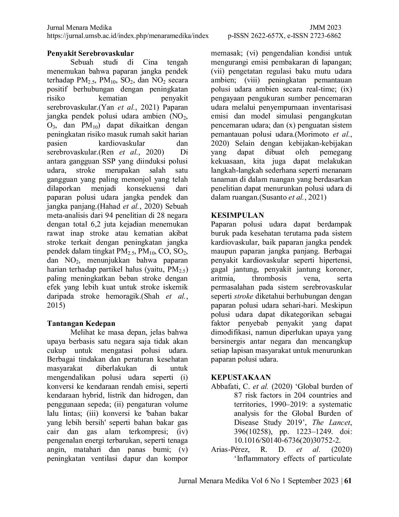 JURIS Polusi Udara Dan Penyakit Kardiovaskular Tinjauan Pustaka