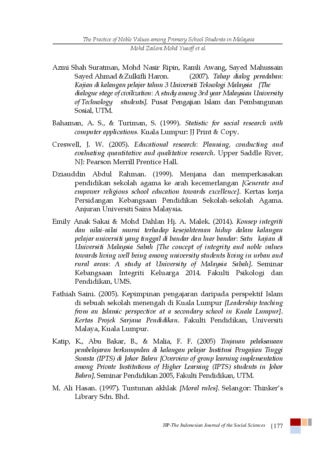 juris The Practice of Noble Values among Primary School Students in Malaysia