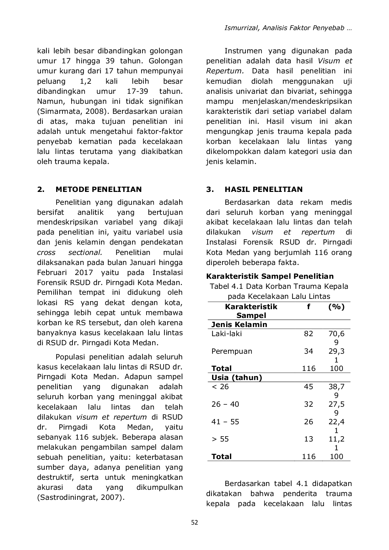 JURIS Analisis Faktor Penyebab Kematian Pada Kecelakaan Lalu Lintas