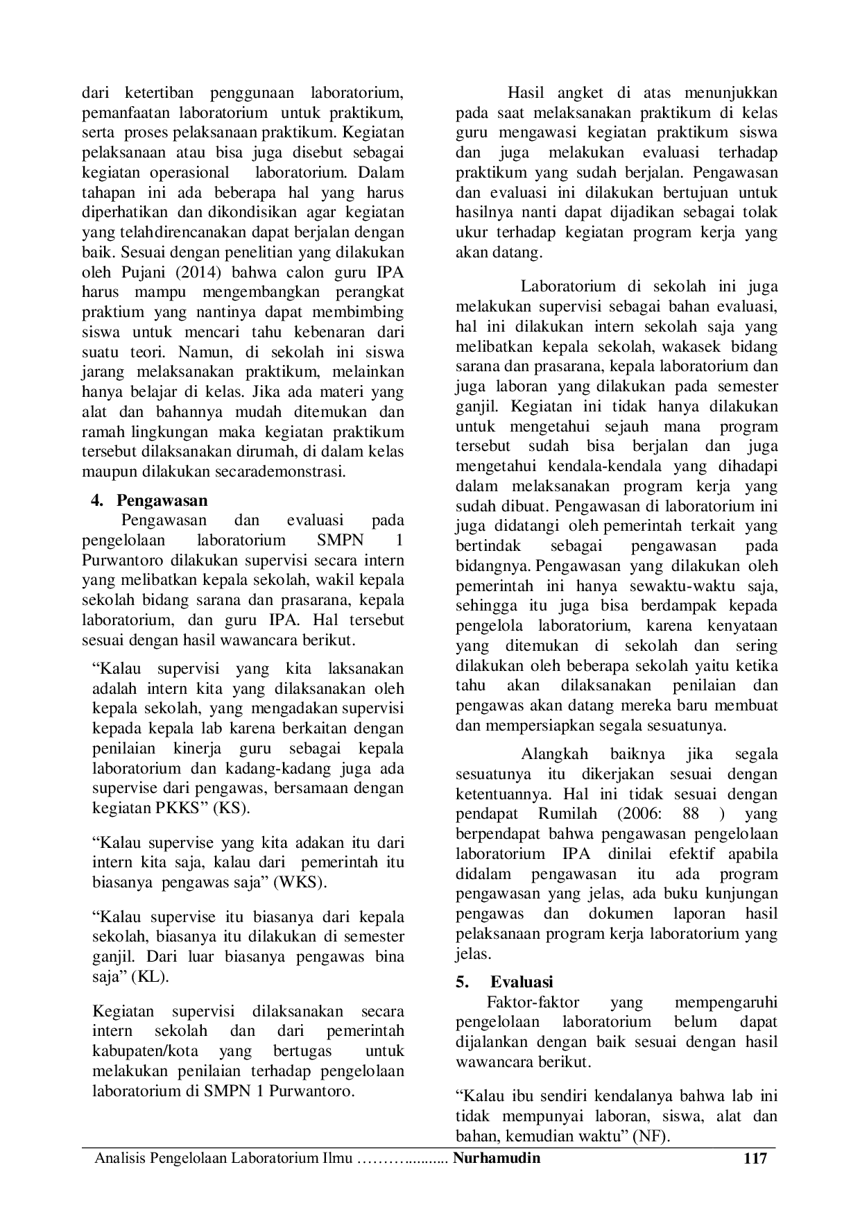 JURIS Analisis Pengelolaan Laboratorium Ilmu Pengetahuan Alam IPA SMP Negeri 1 Purwantoro