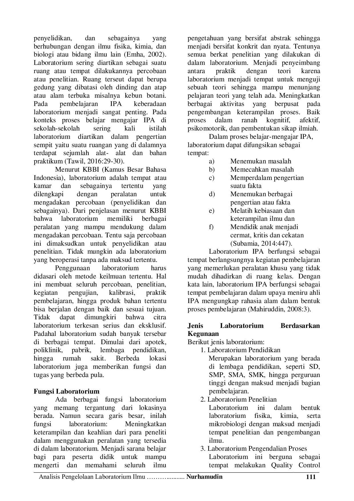 JURIS Analisis Pengelolaan Laboratorium Ilmu Pengetahuan Alam IPA SMP Negeri 1 Purwantoro