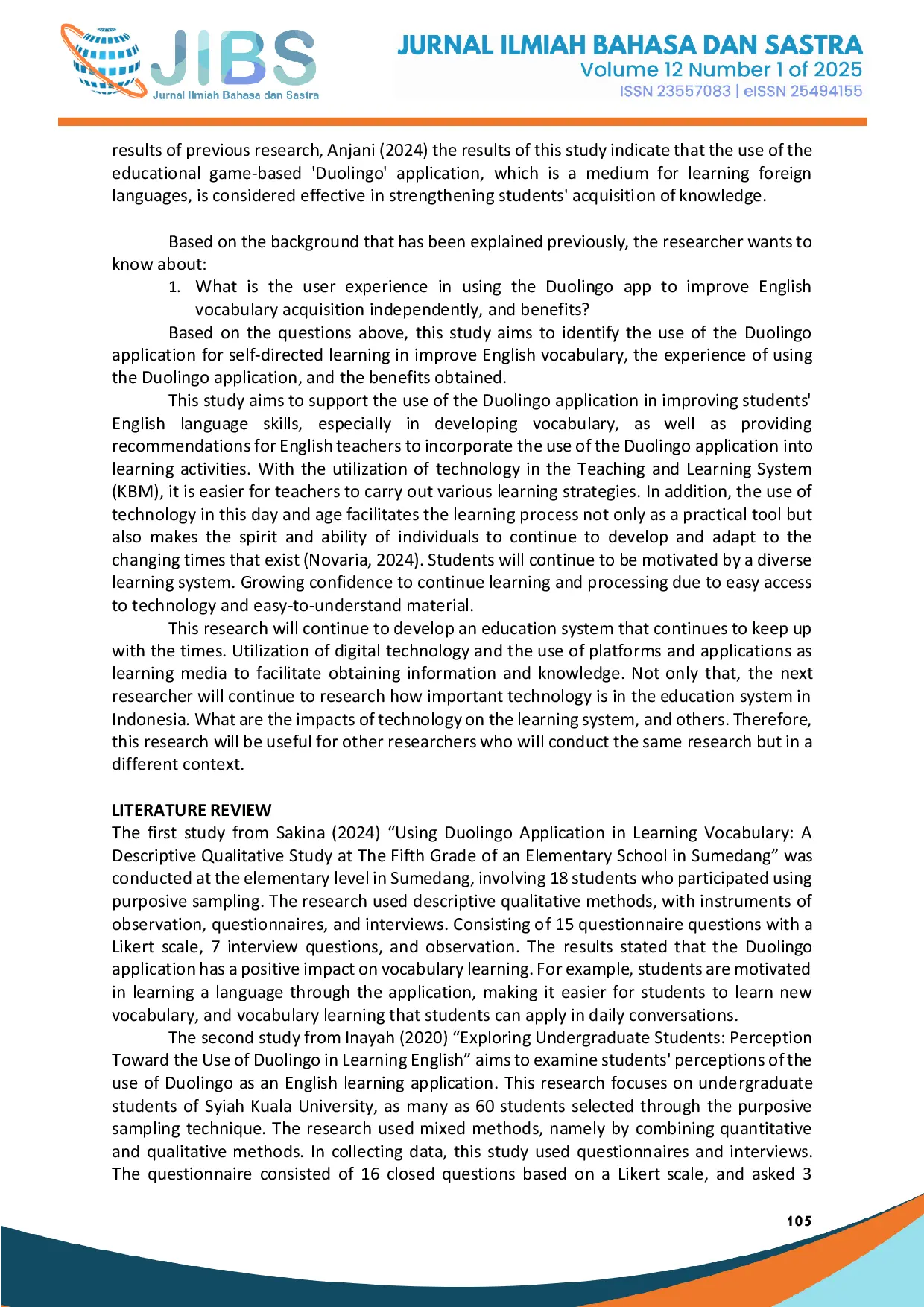 JURIS Utilizing the Duolingo Application for Self Directed English Vocabulary Learning at MTS Muhammadiyah 1 Samarinda