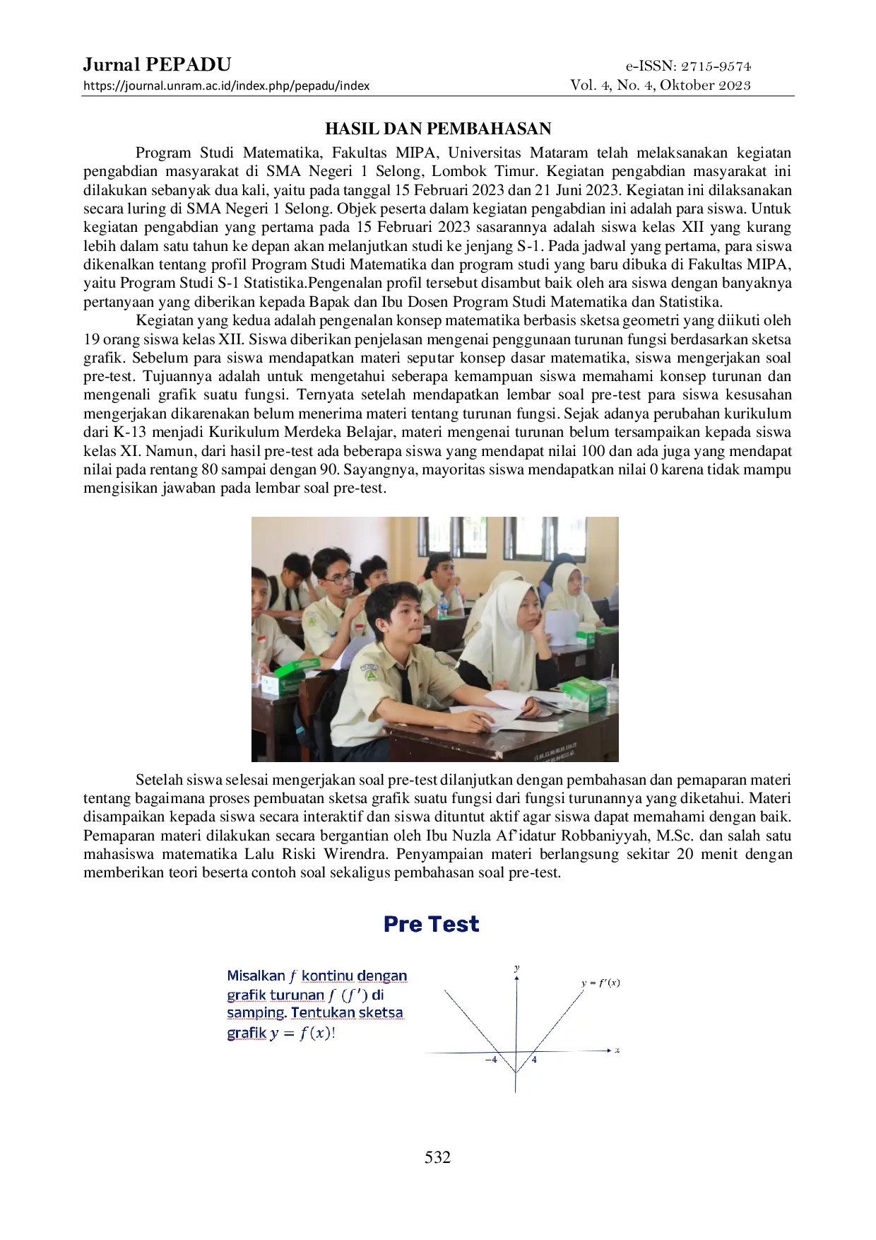 JURIS Penguatan Konsep Matematika Berbasis Sketsa Geometri Di Sma Negeri 1 Selong