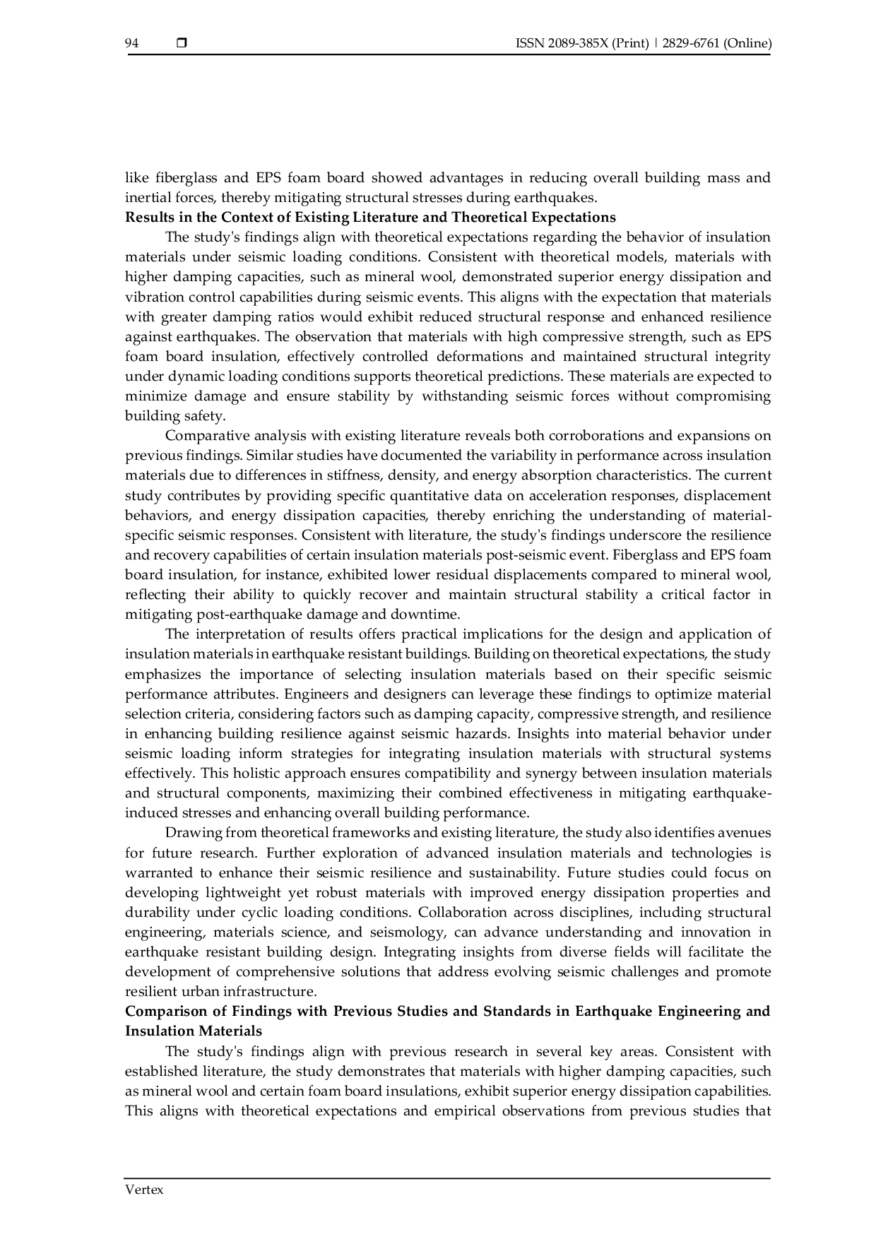 JURIS Performance Analysis Of Insulation Materials In Earthquake Resistant Buildings